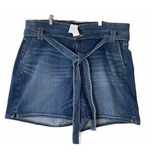 NWT Lane Bryant Flex Magic Waistband Mid Rise Girlfriend Shorts Sz 18 Blue Belt